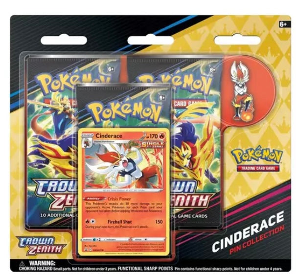 Pokemon TCG Crown Zenith 3-pack pin collection (Cinderace)