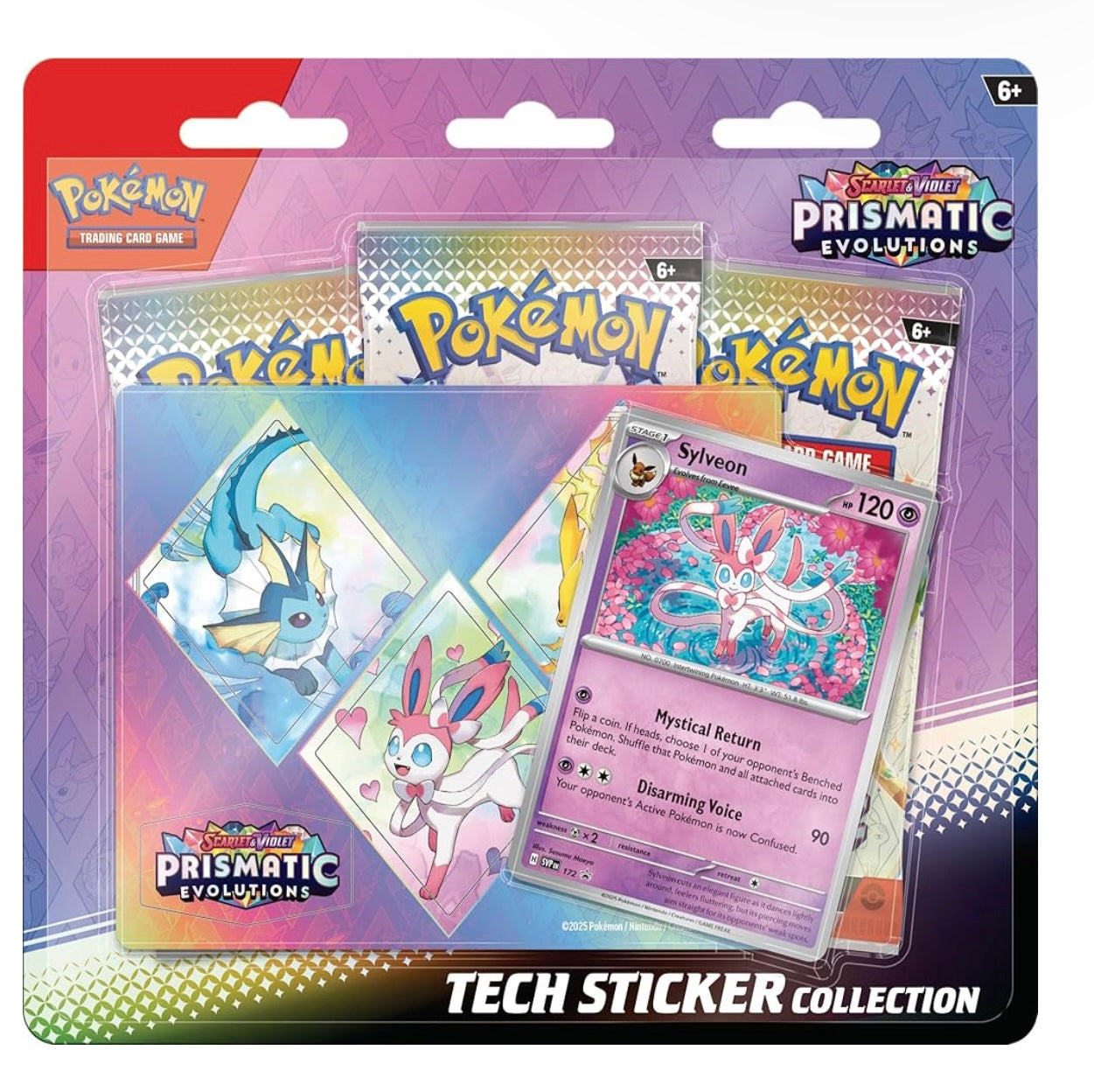 Pokemon TCG Prismatic Evolutions 3-pack Tech Sticker Collection