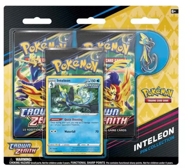 Pokemon TCG Crown Zenith 3-pack pin collection (Inteleon)